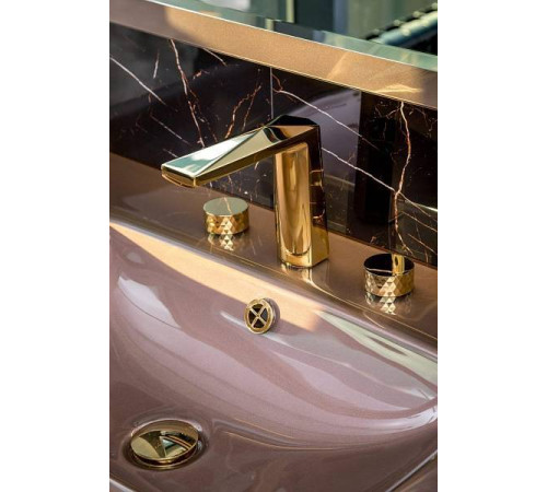 Смеситель для раковины Boheme Venturo врезной на 3 отверстия Diamond золото глянцевое 150-G-DIAMOND