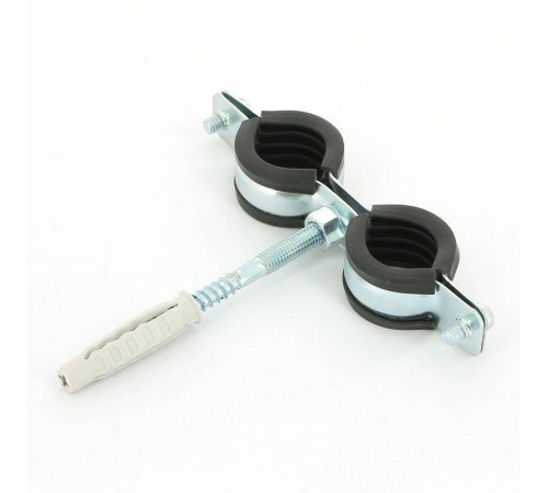 Хомут для труб двойной Walraven BIS Cobra 3/4 25-29 мм с уплотнителем шпилькой и дюбелем 0802129