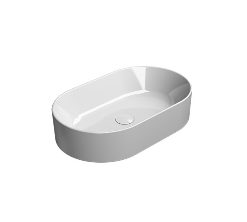 Раковина накладная овальная GSI Kube X 370х600 мм без отверстия под смеситель белая 945811_УЦ