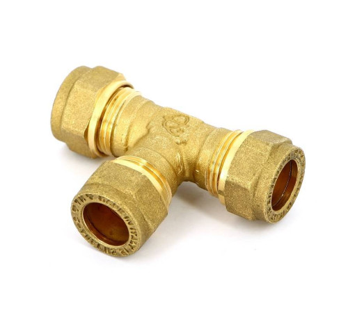 Тройник обжимной латунный Tiemme 12 мм 1000050