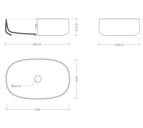 Раковина накладная Artceram Cognac 550x350 мм белый глянцевый COL003 01 34