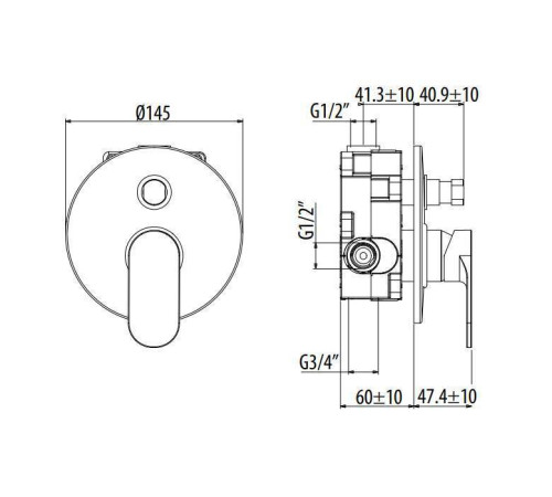 Смеситель для душа Gattoni H2Omix7000 встраиваемый на 2 выхода с GBOX черный матовый 7003470N0.CH