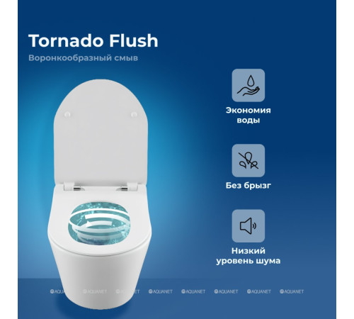 Унитаз подвесной Aquanet Atago W Short Tornado с сиденьем Soft Close Slim 332173