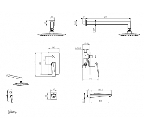 Смеситель для ванны Boheme Venturo встраиваемый с изливом белый глянцевый/хром 374-W-2