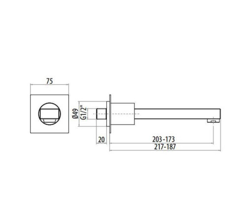 Излив настенный Gattoni Kubik 173-203 мм хром 2595/25C0