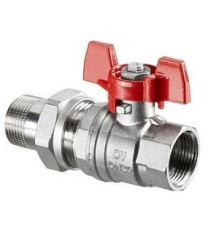 Кран шаровой Oventrop Optibal полнопроходной DN 32 1 1/4 НВ ручка-бабочка с ниппелем и накидной гайкой 1075810