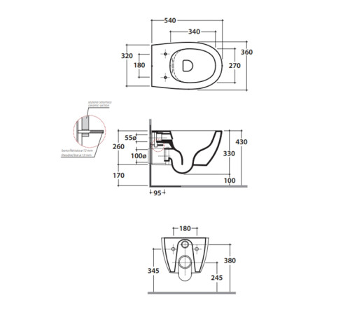 Комплект унитаз подвесной Globo 4ALL 54х36 см с сиденьем белый MDS03KBI