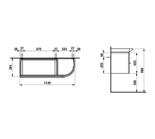 Тумба с раковиной Laufen Palace 114х45х37.5 см 2 ящика 1 дверца белый глянцевый 4.0160.2.075.475.1 / 4.0160.2.075.464.1 / 8.1670.5.000.104.1
