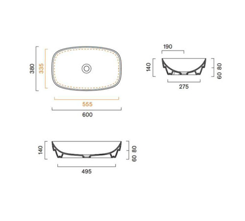 Раковина настольная Catalano Alvea 60x38 см белый глянцевый 0624600001