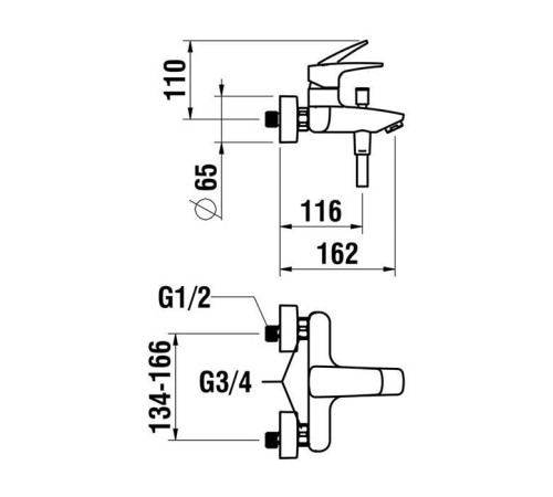 Смеситель для ванны и душа Laufen Laurin настенный с душем Stella и шлангом 160 см хром HF500760100600