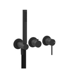 Смеситель для душа встраиваемый Gessi 316 на 2 выхода с ручным душем и шлангом Black XL 54039#299