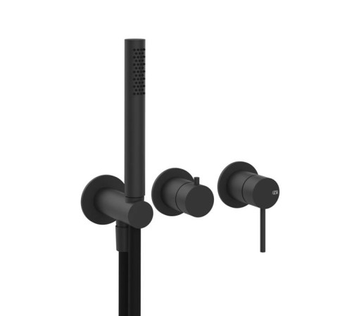 Смеситель для душа встраиваемый Gessi 316 на 2 выхода с ручным душем и шлангом Black XL 54039#299