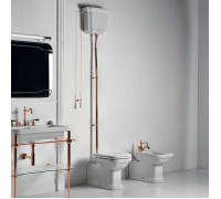 Унитаз пристенный Kerasan Waldorf с высоким бачком и трубой белый/золото 411601/418001/754591/760391/757391