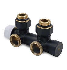 Узел нижнего подключения Primoclima Thermolink термостатический угловой правый 1/2 x 3/4 Черный матовый PCS3412MB