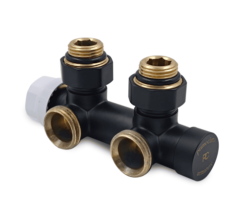 Узел нижнего подключения Primoclima Thermolink термостатический угловой правый 1/2 x 3/4 Черный матовый PCS3412MB