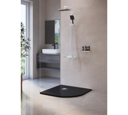 Душевой поддон полукруглый RGW ST/R-G 1000x1000 мм графит искусственный камень 16153100-02