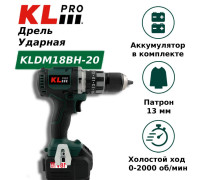 Аккумуляторная ударная дрель-шуруповерт KLPRO KLDM18BH-20 18 В 2.0 Ач Li-ion 70 Нм KLDM18BH-20