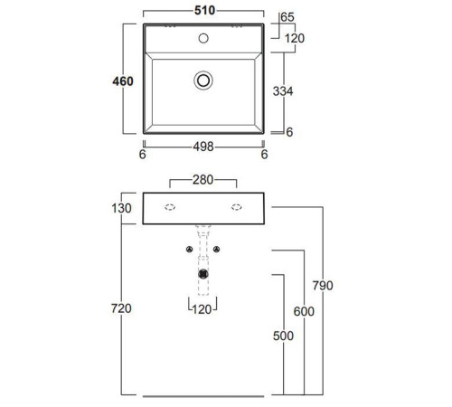 Раковина подвесная Simas Agile 51х46 см 1 отверстие с переливом белая AG51 bi