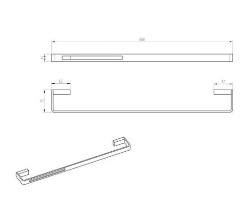 Полотенцедержатель Boheme Q 60 см черный 10942-B