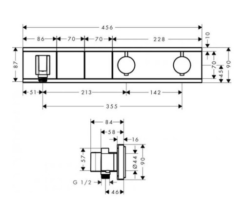 Смеситель для душа термостатический встраиваемый Hansgrohe RainSelect на 2 потребителя хром 15355000