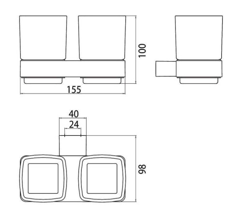 Стакан для зубных щеток двойной подвесной emco Loft черный/хрусталь 0525 133 00