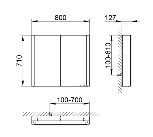 Зеркальный шкаф Keuco Somaris 80x71x12.8 см 2-дверный IP 44 14502002100