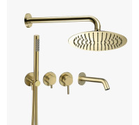 Душевая система Aquanet с изливом для ванны золото шлифованное AQM8408BG