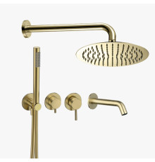 Душевая система Aquanet с изливом для ванны золото шлифованное AQM8408BG