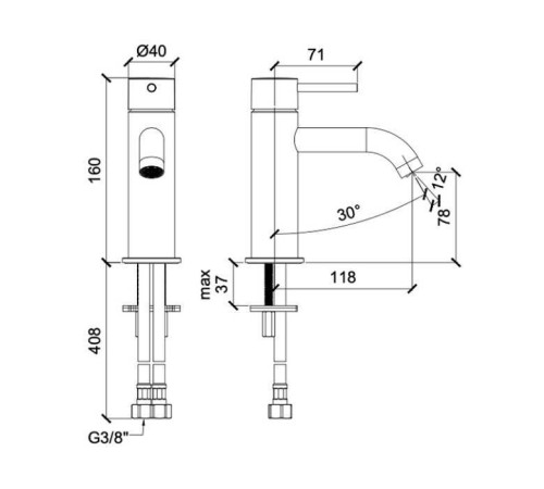 Смеситель для раковины Almar E214000 никель брашированный без донного клапана E214000.NB