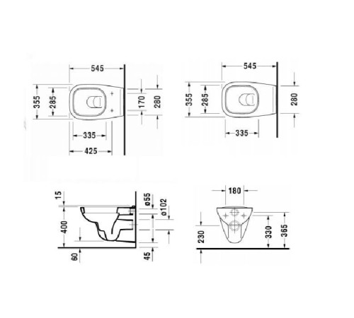 Унитаз подвесной Duravit D-Code Rimless 35.5х54.5 см с сиденьем SoftClose 45700900A1