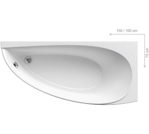 Ванна акриловая асимметричная RAVAK Avocado 150x75 см R белая CS01000000