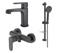 Набор смесителей 3 в 1 Aquatek Оберон (AQ1210MB+AQ1260MB+AQ2014MB) матовый черный AQ1231MB