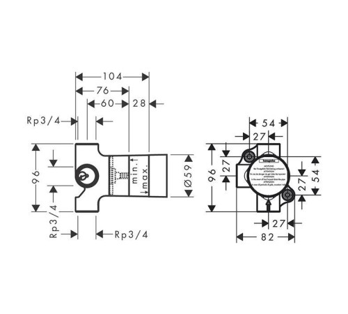 Скрытая часть для вентиля Axor Trio Stop 3/4 15981180