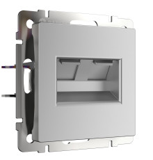 Розетка двойная Ethernet RJ-45 серебряный W1181106