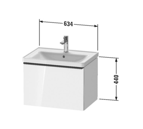 Тумба с раковиной Duravit D-Neo 634x452x440 мм подвесная белый матовый 2367650000/DE425401818