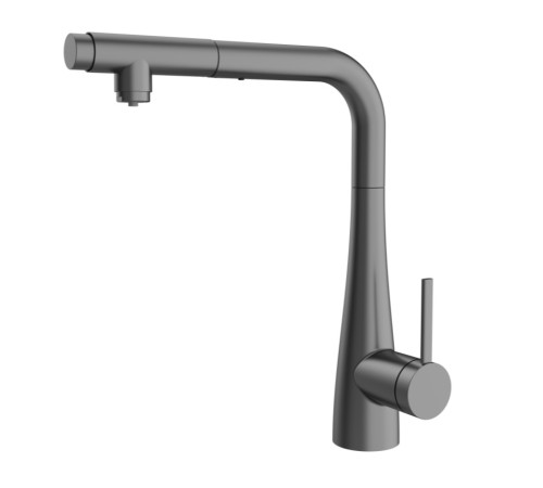 Смеситель для кухни AQUAme Cucina с выдвижным L-изливом металл AQM9902GM