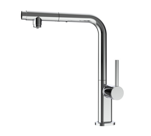 Смеситель для кухни AQUAme Cucina с выдвижным L-изливом и каналом фильтра AQM9903CR