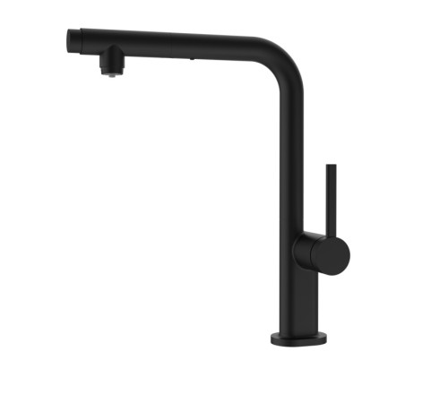 Смеситель для кухни AQUAme Cucina с выдвижным L-образным изливом и фильтром AQM9903MB