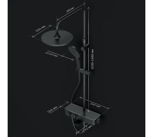 Душевая система AM.PM Inspire V2.0 с термостатом черный матовый F0750A522