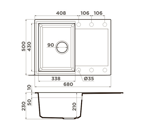 Кухонная мойка Omoikiri Sakaime 68-SA Tetogranit 68x50 см бежевый 4993110