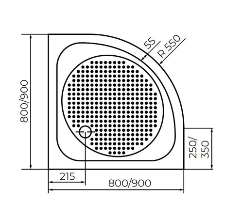 Душевой поддон полукруглый RGW LUX/TN-P 800x800 мм акрил 16180488-41