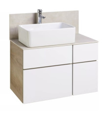 Комплект AQUATON Мишель 100 тумба Дуб Эндгрейн, раковина Мила, столешница керамогранит 1A2441K3MIX40