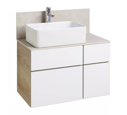 Комплект AQUATON Мишель 100 тумба Дуб Эндгрейн, раковина Мила, столешница керамогранит 1A2441K3MIX40