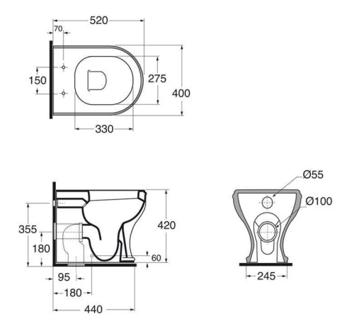Унитаз напольный Azzurra Charme 52x40x42 см Bianco lucido CHVCTT000000BI