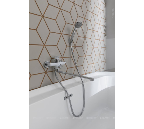 Смеситель для ванны Aquanet Arctic длинный излив хром/белый AF520-21СW
