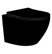 Унитаз подвесной безободковый Aquatek Европа 525х360х320 мм с сиденьем микролифт матовый черный AQ1901-MB