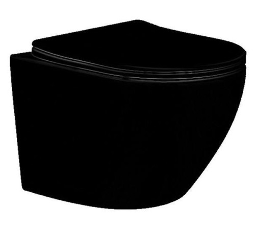 Унитаз подвесной безободковый Aquatek Европа 525х360х320 мм с сиденьем микролифт матовый черный AQ1901-MB