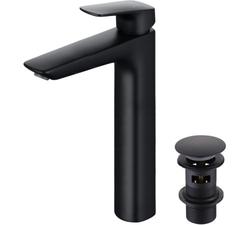 Смеситель для раковины Aquanet Вега высокий с донным клапаном черный матовый AQ1005MB
