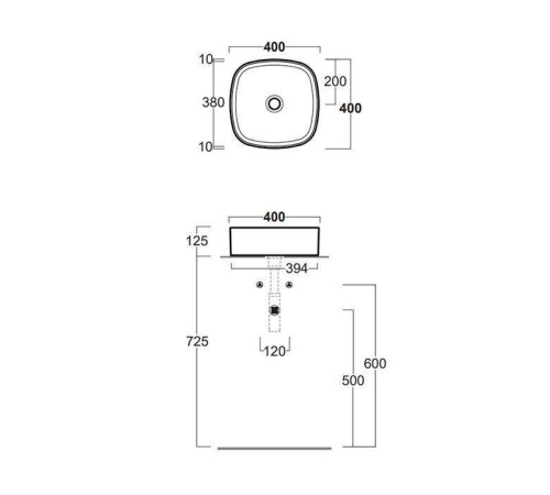 Раковина накладная SIMAS Folio квадратная 40х40х13 см белая FO03bi