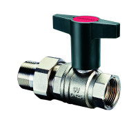 Кран шаровой Oventrop Optibal DN25 PN20 ВР с накидной гайкой и черной рукояткой 1075708